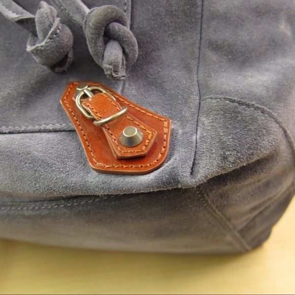 auth  BALENCIAGA pale blue suede CITY BAG satchel - Picture 5 of 8